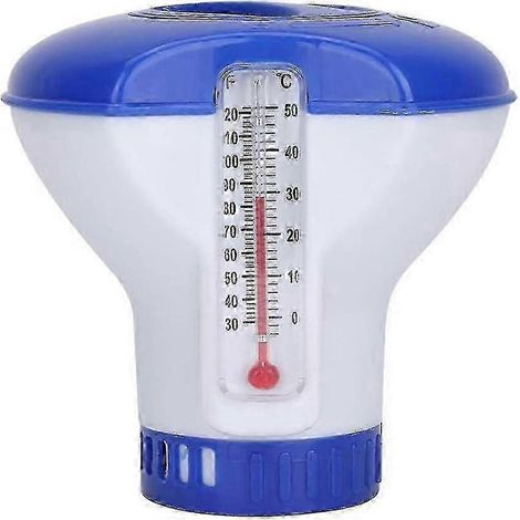 Distributeur de chlore flottant pour piscine avec thermomètre, distributeur de pastilles durable de 30 cm (1/4)
