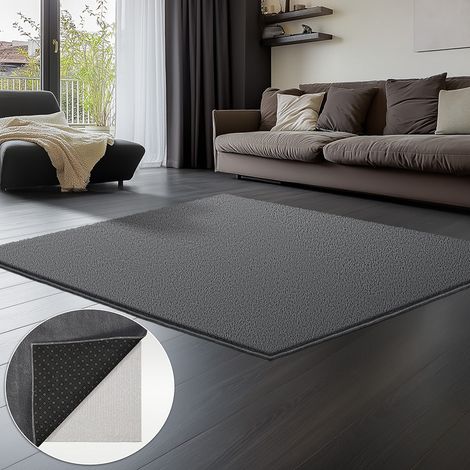 VOUNOT® Tappeto Morbido a Pelo Corto 120x160 cm con Doppio Sistema Antiscivolo, Stile Moderno, Antracite
