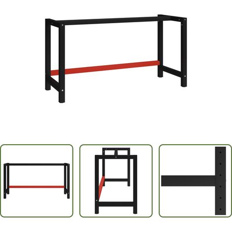 Metalltisch - Werkbankgestell Metall 150x57x79 cm Schwarz und Rot (1/5)