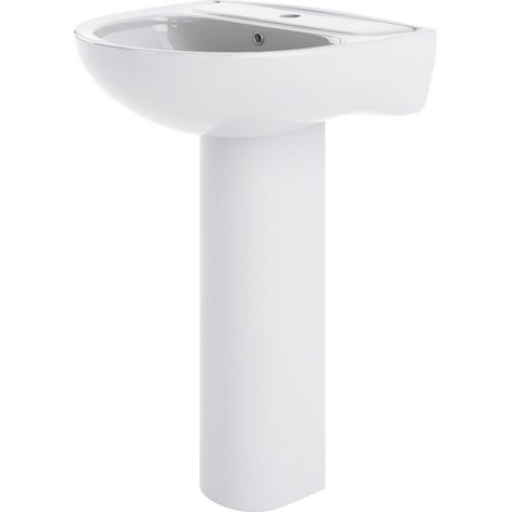 Nuie Lawton Basin and Full Pedestal 550mm Wide - 1 Tap Hole