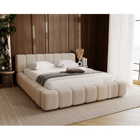 Emporius Lit coffre 160x200 cm Bolonia, avec rangement, velours, mousse épaisse, Beige (1/5)