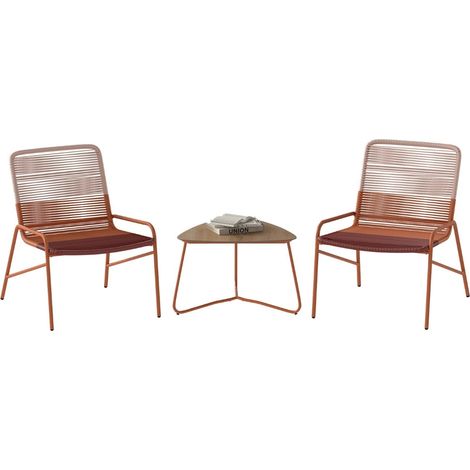 3-teiliges Rattan-Gartenmöbelset mit Stühlen und Tisch