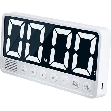 Timer Digital - Pantalla Led 19,8 Cm - 3 Niveles De Brillo - 4 Alarmas - 3 Niveles De Volumen - Batería Recargable - Uso Cocina Aula Hogar (1/5)