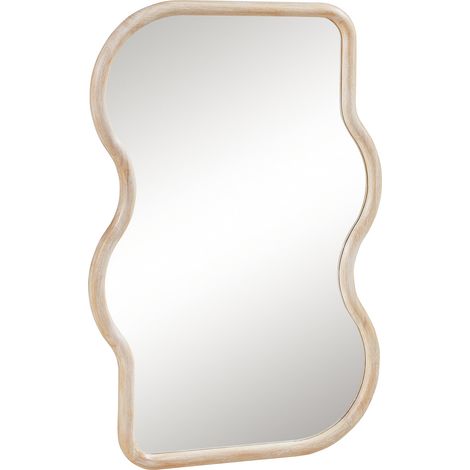 Specchio decorativo moderno da parete 90 x 60 cm effetto rovere beige 030010174