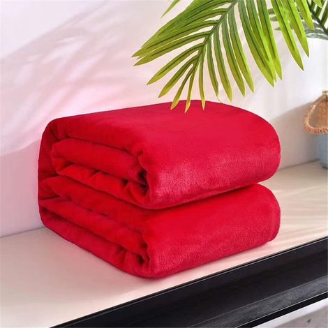 Große Fleecedecke aus weicher und warmer Mikrofaser, geeignet als Tagesdecke für Doppelbetten oder Sofas, Maße 200 x 230 cm, rot