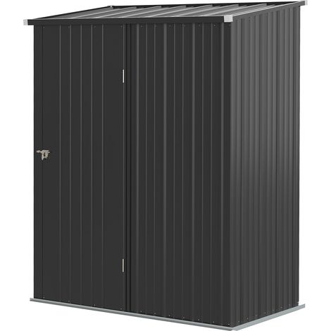 Gerätehaus 1,34 m² Abschließbarer Gartenschrank mit Pultdach aus verzinktem Stahl, 161,5x94,5x196cm, Schwarz