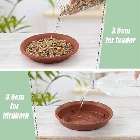 Bain D Oiseaux - Résine Plastique Dure - Pour Jardin Balcon Patio - Diamètre 21 Cm Profondeur 3 5 Cm - Lot De 2 (1/4)