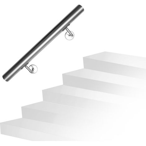 SWANEW Edelstahl Handlauf 50 - 200 cm Treppengeländer Innen &Außen Geländer Wandhandlauf für Treppe aus Edelstahlrohr V2A, Mit Montagematerial, Länge: 50 cm (1/5)