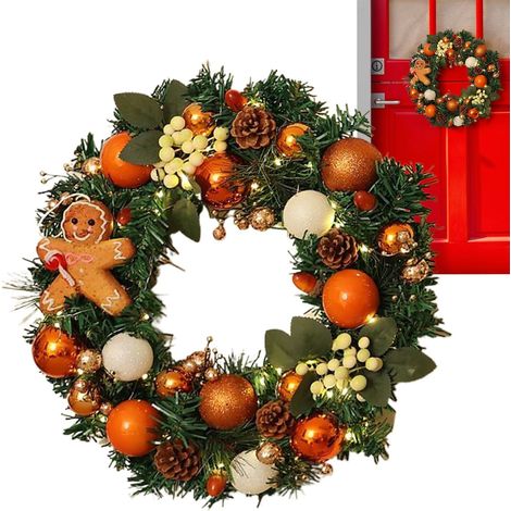 Couronne de Noël Extérieur Décoration Maison Couronne d'Épice 40 cm avec Décoration Farmhouse pour Porte Manteau Cheminée Intérieur Extérieur Appartement Café Église (1/5)