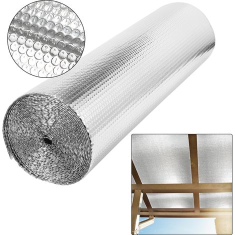 Wolketon Alu-Luftpolsterfolie Dämmfolie Thermofolie Reflexionsfolie 20m x 1m silber – Wärmedämmung & Kälteschutz für Dach, Wand, Fenster, Wohnmobil, Gewächshaus, Boden  3-4mm Stärke 200g