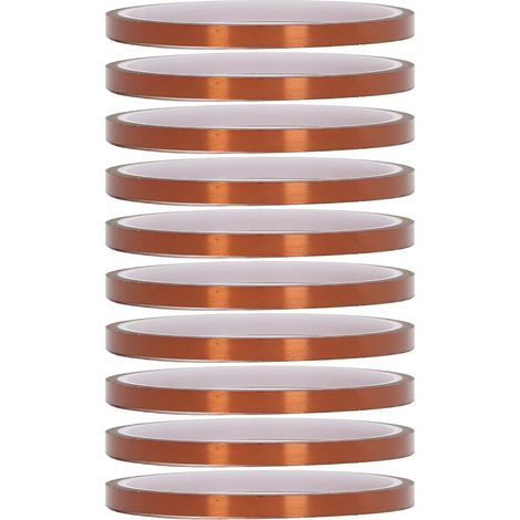 10 Pièces Ruban Adhésif Haute Température, Ruban Adhésif Isolé Marron Foncé en Film Polyimide Ruban Haute Température Ruban De Transfert De Chaleur pour Transformateur(5mm) (1/5)