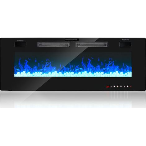 SWANEW 1500W Cheminée électrique Thermostat d'ambiance Chauffage Noire Radiateurs Soufflants à Puissance de Chauffage avec Simulation de Flamme LED (1/5)