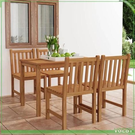 Ensemble de salle à manger de jardin 5 pièces - Mod. 7291712406997 - Bois teck massif - Table 120x70 cm - 4 chaises (110 kg) (1/5)