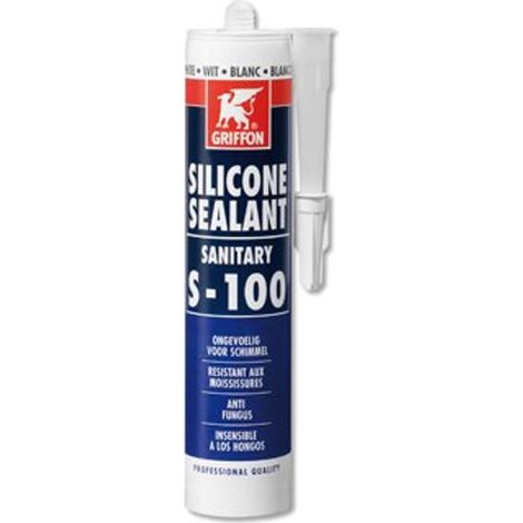GRIFFON S-100 MASTIC SILICONE SANITAIRE TRANSLUCIDE BASE ACÉTIQUE CART 300 ML 8710439920108 (1/5)