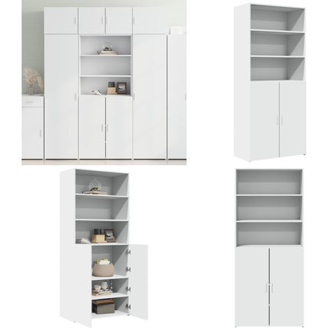 Highboard Weiß 80x42,5x185 cm Holzwerkstoff - Sideboard - Hochschrank - Wohnraumgestaltung - Aufbewahrungslösung - Weißer Schrank - Home & Living (1/5)