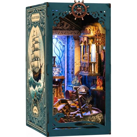 Modèle de support de livres en bois à monter soi-même, serre-livres 3D à assembler à la main, Ombre sous-marine, Créatif (1/5)