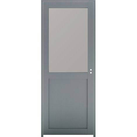 Bloc Porte Athena Ral7035 Vitrée H204 X L73 Poussant Gauche Côtes Tableau (1/5)