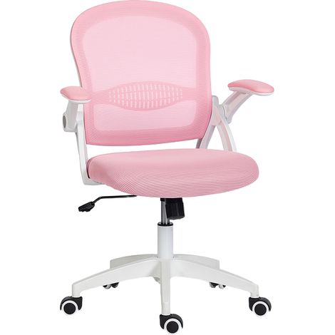 Sedia da Ufficio Ergonomica e Regolabile con Schienale a Rete e Seduta Imbottita, 65.5x61.5x88-97.5 cm, Rosa