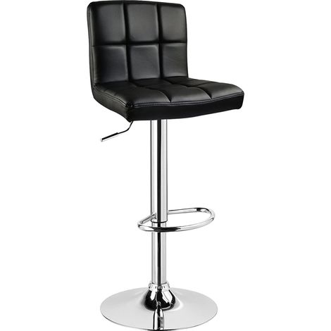 Tabouret de Bar en Cuir Artificiel WOLTU, avec Bien Assise rembourrée, Tabouret Ajustables en Hauteur(92-114cm), Noir (1/4)