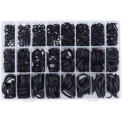 Assortiment de 740 joints toriques en caoutchouc nitrile – 24 tailles pour étanchéité – Résistance à l'huile et aux températures - Applications variées (1/4)