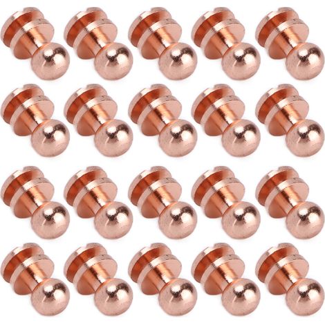 Lot de 20 rivets en laiton doré rose anti-oxydation, accessoires de quincaillerie pour bagages, sacs à main et chaussures (7 x 6 mm). (1/5)