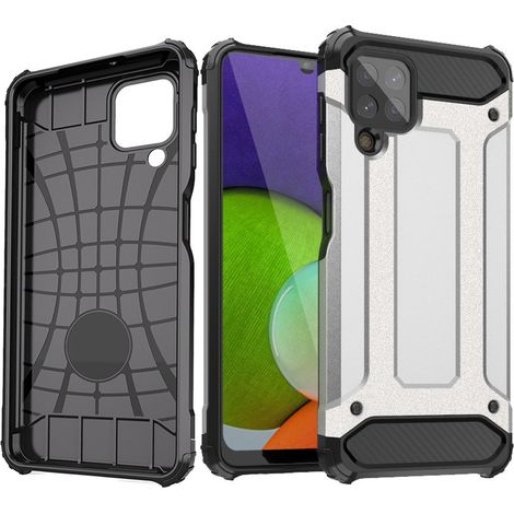 Cover ibrida rinforzata Hybrid Armor per Samsung Galaxy A22 4G, colore argento. (1/5)