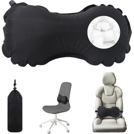 Cojín lumbar inflable portátil para coche y avión: soporte para la zona lumbar, ideal para viajar.