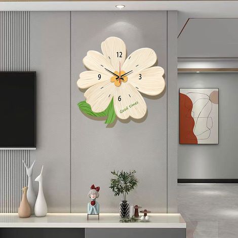 Horloge murale décorative à LED, style floral moderne, idéale pour le salon, la chambre, le bureau ou la bibliothèque, 30 x 30 cm. (1/5)