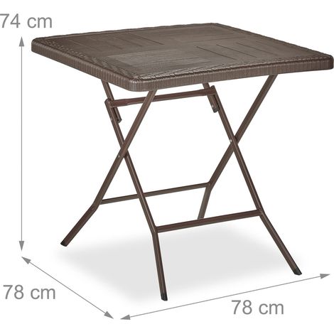 Tavolo da giardino pieghevole quadrato moderno per 4 persone 78 x 78 x 74 cm pratico e robusto in plastica effetto legno 130015729