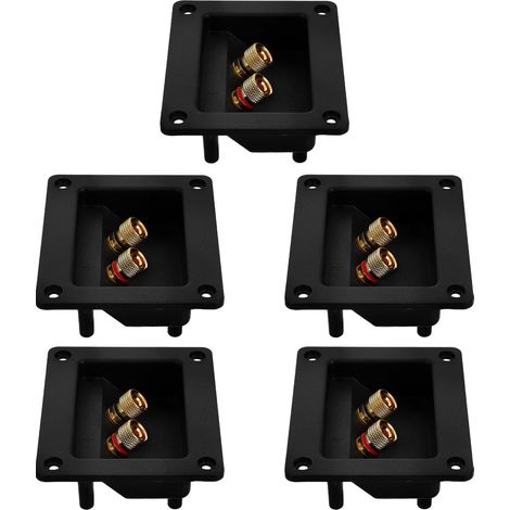 Borniers à Vis en Cuivre 2 Voies 5pcs, eurs Enceintes DIY, Plaque de Bornes Carrée pour Caisson de Basses, Adapté à Subwoofer et Audio Automobile (1/5)