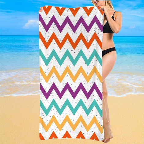 Serviette de bain microfibre, rayures modernes, séchage ultra rapide (1/5)
