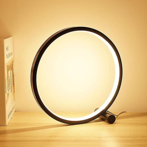 Berührungsempfindliche LED-Ring-Nachttischlampe, dimmbar, 3 Farben, 10 Helligkeitsstufen, Metallic-Weiß/Schwarz (1/5)