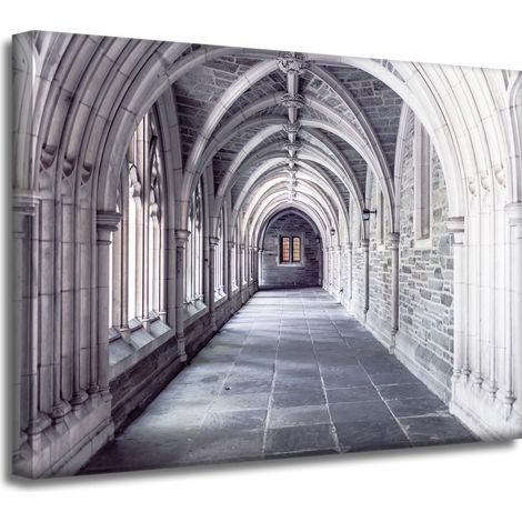 Leinwandgemälde Architektur Korridor Bögen 40x30 Stil Barock