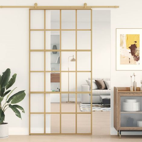 Maison Exclusive - Schiebetür Golden 102,5x205 cm ESG-Klarglas un (1/4)