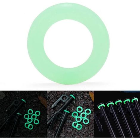 Lot de 50 clous de nuit fluorescents en silicone multifonction pour tente, vision nocturne, anneau lumineux rond et multifonctions, lumineux pour l'extérieur et le camping (1/4)