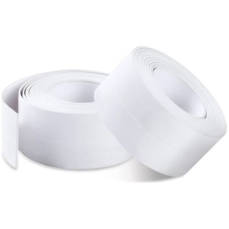 Joint Salle de Bain, 2 Pièces de Ruban Etanchéité Auto-Adhésif en PVC Pour Salle de Bain, Cuisine, Anti-moisissure, Calfeutrage (3.8cmx3.2M) (1/4)