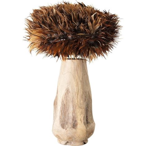 Lampe à poser plumes et teck massif clair vieilli Zoey (1/3)