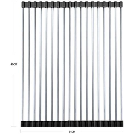 Egouttoir Vaisselle, Egoutoir Vaisselle Cuisine, Rangement et Organisation de Cuisine, Séche Vaisselle Pliable et Amovible, Accessoire Maison Pratique (Noir, 47 x 34 cm) (1/5)