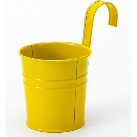2 Pots De Fleurs En Métal Suspendus, Jardinière En Pot En Fer Avec Trou De Drainage, Parfaits Pour La Décoration Du Jardin（jaune）