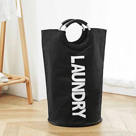 90l- Noir Paniers Linge, Pliable Sac Linge, Pliage Grande Capacit Corbeilles Linge (1/5)