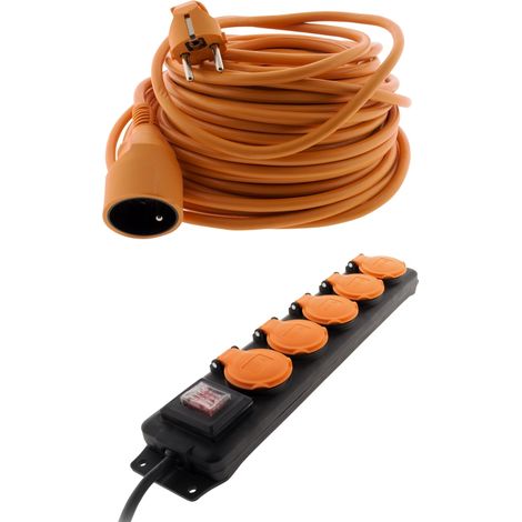 Zenitech – Prolongateur jardin 25m 16A H05VV-F – Bloc étanche IP44 5x16A avec interrupteur – Pour tondeuse et débroussailleuse