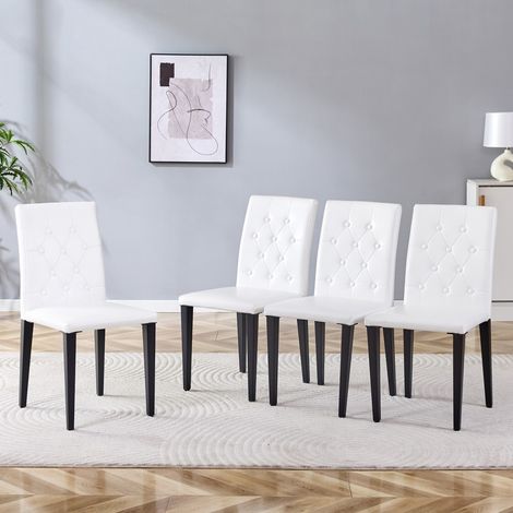 4 chaises de salle à manger noir et blanc, design moderne, luxe discret, style européen, pieds métal noir 42×46×89cm (1/5)