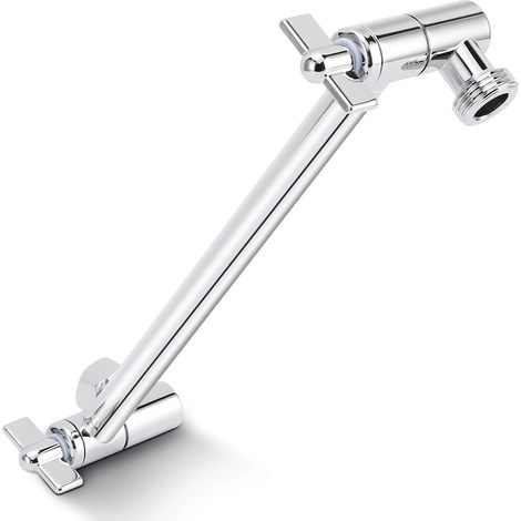 CCYKXA Duschkopfverlängerung, 25 cm, verstellbarer Duscharm, werkzeuglose Installation, Chrom, für alle Duschwinkel, universeller G1/2-Anschluss, Silber (1/5)