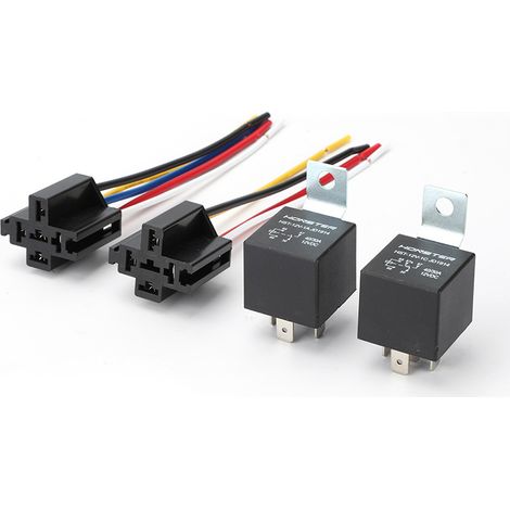 40A 12V 4-pole 5-pin iron backside relay with socket, universal for trucks, cars, air conditioners, headlights, horns, pure copper wire, iron backside, 24V - 5 pins with socket, one set, single coil l