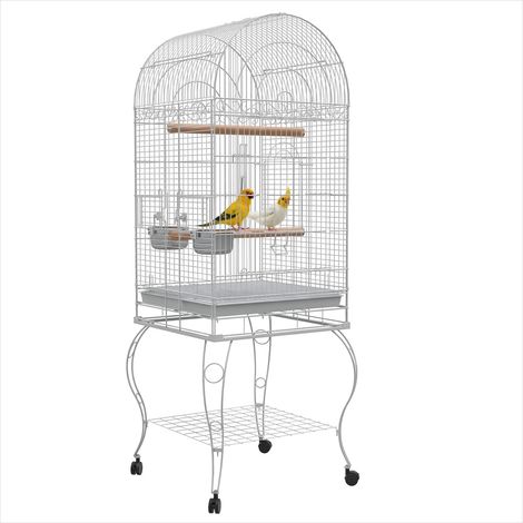 Cage pour oiseaux Cage à oiseaux sur roulettes avec plateau (1/5)