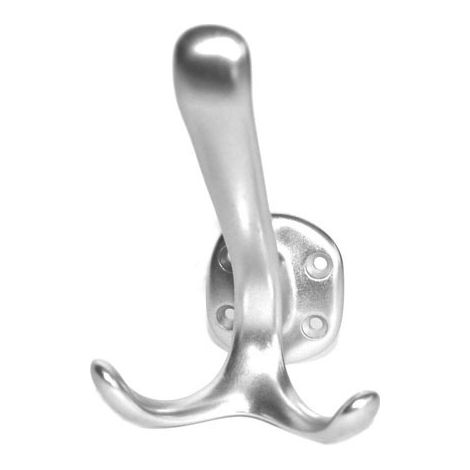 Porte manteaux à 3 crochets - Décor : Anodisé argent - Entraxe de fixation : 24 mm - Hauteur : 100 mm - Largeur : 70 mm - Matériau : Aluminium - Profondeur : 90 mm - ITAR (1/2)