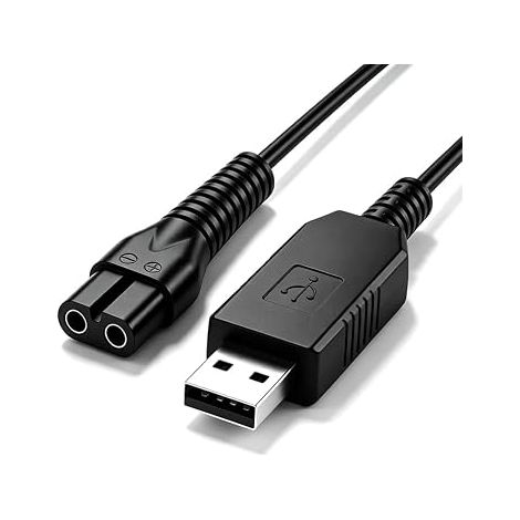 Câble de Charge USB, Câble d'Alimentation de Remplacement 3,5V Compatible avec Tondeuse Sans Fil 9649-2m Noir (1/5)