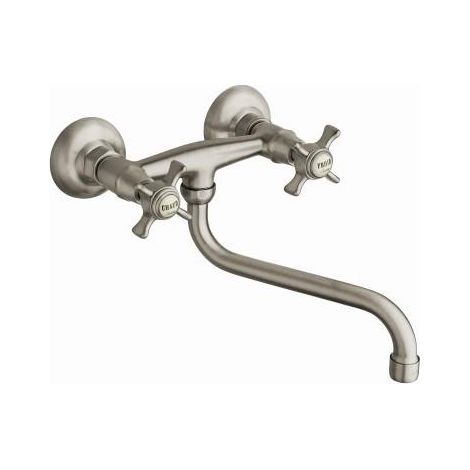 Cristina Ondyna – Mélangeur évier mural métal brossé – Entraxe 150mm – Bec orientable – Aérateur anticalcaire – Garantie 8 ans - CH12477 (1/4)