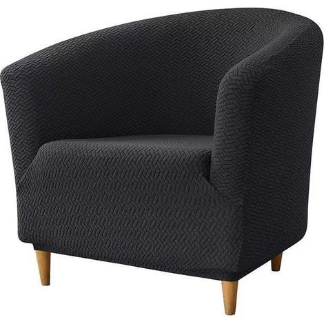 Bucket chair elastic seat covers, club chair integrated seat covers, bucket chair soft jacquard seat covers, armchair seat covers, living room furniture protective covers (black). (1/4)
