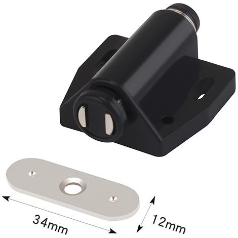 Aimant Porte Placard, Loquets Magnétiques par Pression Aimant Porte Meuble pour Ouvrir et Fermer la Porte de Meuble Armoire Placard avec une Seule Touche (noir) 12pcs (1/5)